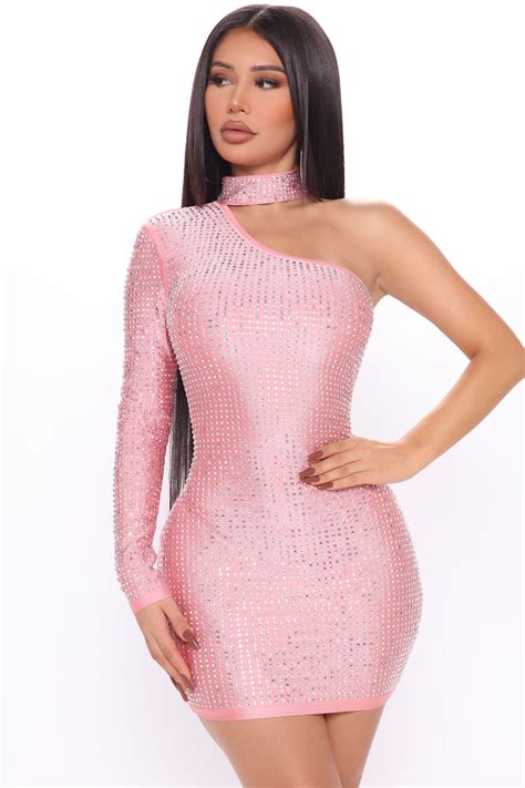 Bling Like My Ring Rhinestone Mini Dress Pink Fashion Nova Dresses Fashion Nova