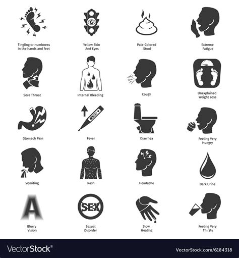 Common Symptoms Icons Set Royalty Free Vector Image