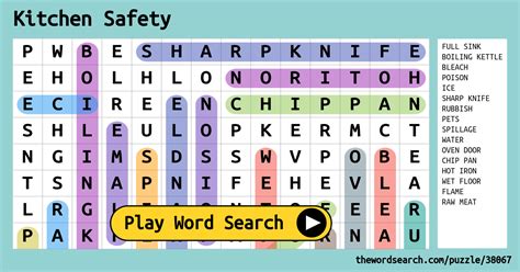 However, a study of 26,310 patients admitted with injuries to an oxford hospital between january 2012 and august 2013 found that only 41% of the. Kitchen Safety Word Search
