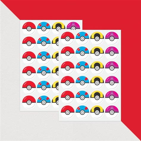 A Set Of Poke Ball Stickers From Pokemon Go To Help With Classroom