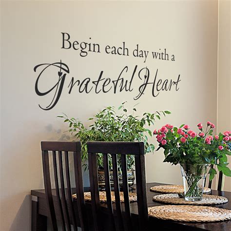 Begin Each Day With A Grateful Heart Vinyl Quote Wall Decal Etsy