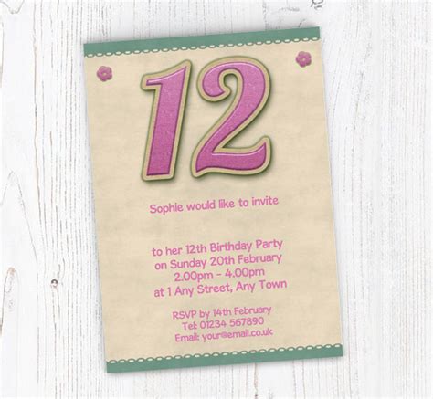 Glitter Style 12th Birthday Party Invitations Personalise Online Plus