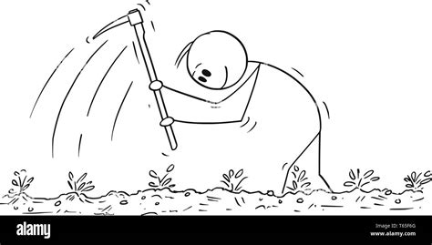 Vector Cartoon Stick Figure Drawing Conceptual Illustration Of Farmer