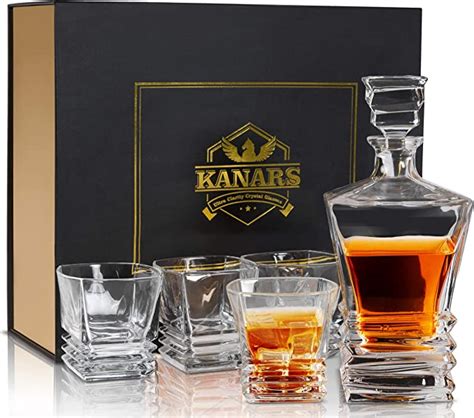 Kanars Whisky Glasses And Decanter Set In Unique Stylish T Box No Lead Crystal Whiskey