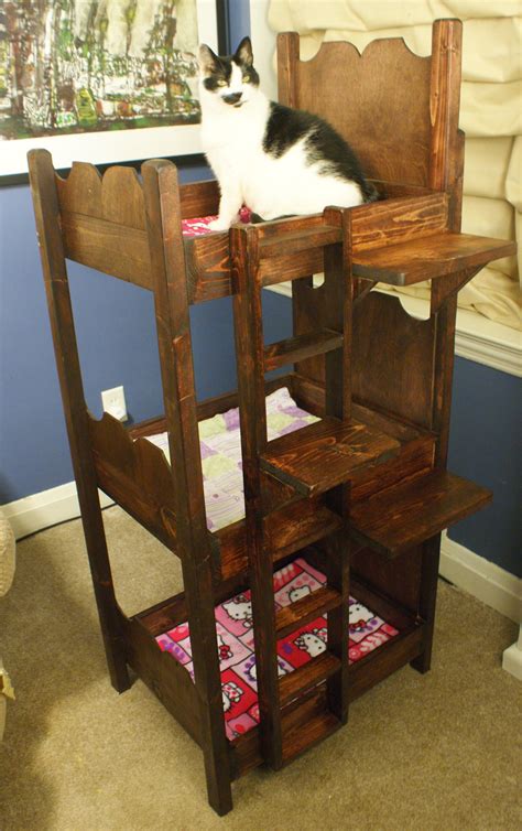 Cat Beds Solid Wood Triple Bunk Bed Slumber Party Made By 9 Cat