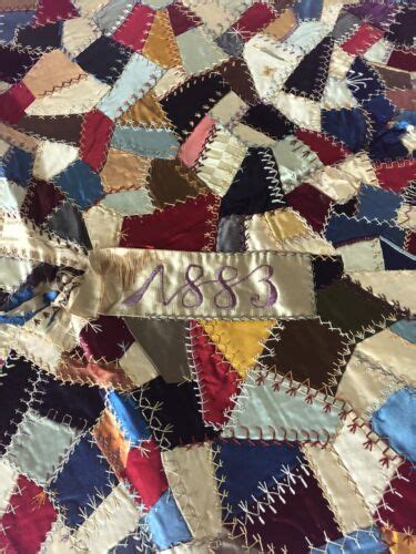 Antique Crazy Quilt Dated 1883 63” X 67” With Small Pillow Ebay