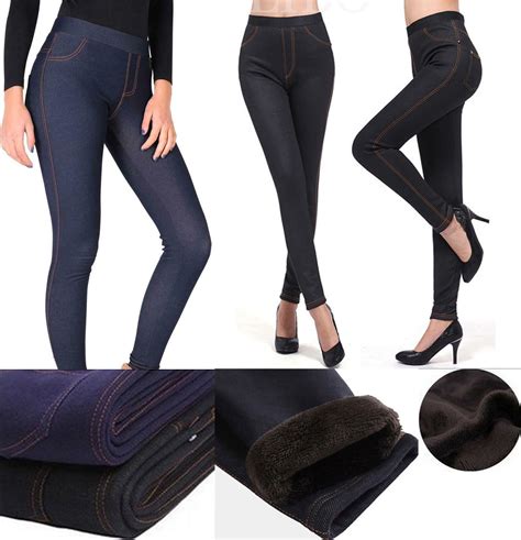 Womens Winter Thermal Jeans Fleece Lined Stretch Denim Leggings Warm Jeggings Ebay