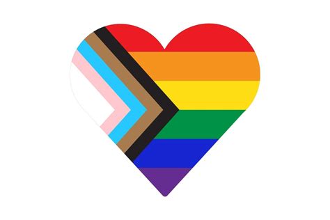 heart shape icon of new pride flag lgbtq redesign including black brown and trans pride