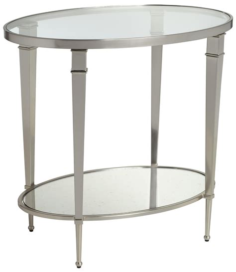 Hammary Mallory Oval 1 Shelf Glass And Nickel End Table Table Round