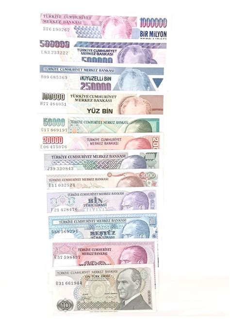 7 Emisyon 12 Adet Eskı Kağıt Para Türk Lirası Eski Para Fiyatları