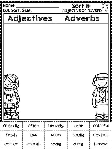 Adjective and Adverb Sorting FREEBIE from More Than Math by Mo