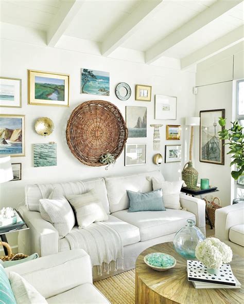 A Cozy Beach Cottage Living Room With A Seaside Inspired Gallery Wall