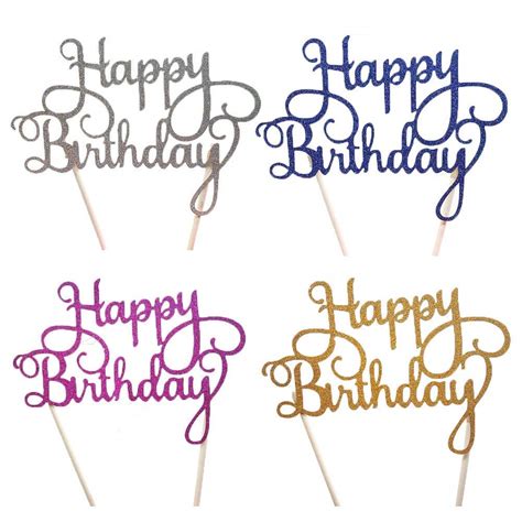 Buy Happy Birthday Cake Topperpack Of 4 Gold Glitter Birthday Cupcake