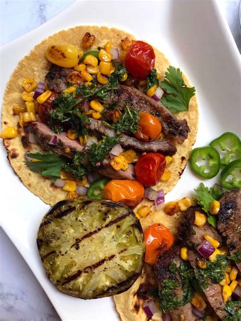 Grilled Flank Steak Tacos With Cilantro Chimichurri · Compston Kitchen