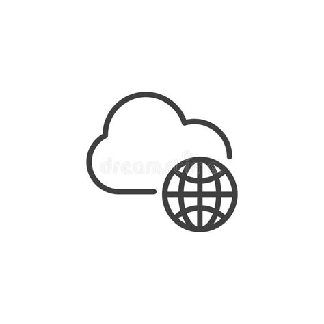 Internet Cloud Technology Line Icon Stock Vector Illustration Of