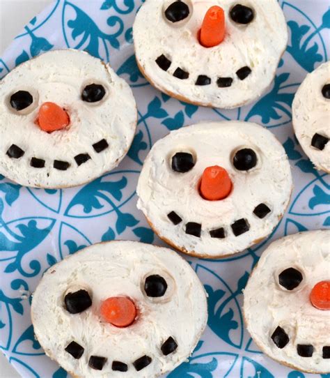 Snowman Bagels ~ An Adorable And Easy Holiday Party Food For Kids