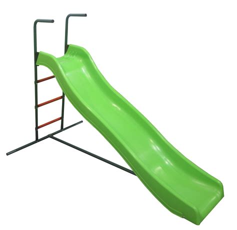 Childrens 6ft Kids Large Green Wavy Outdoor Garden Slide And Step Play