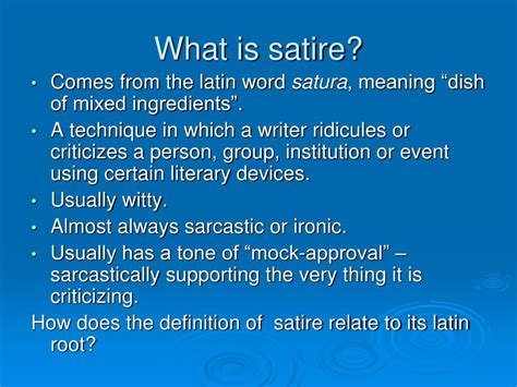 Ppt The Elements Of Satire Powerpoint Presentation Id663049