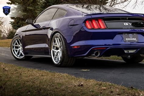 Dark Blue Ford Mustang Enhanced With Projector Headlights And Rohana