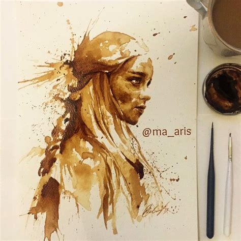 Watercolor Coffee Portraits Picture Artist Uses Coffee To Show Love