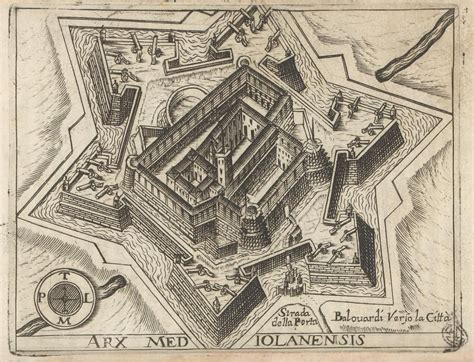 View Of Sforza Castle Woodcut 1638 Milan Achille Bertarelli