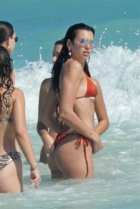 Dua Lipa In A Red Bikini On The Beach In Tulum Lacelebs Co