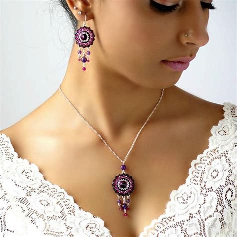 Boho Chandelier Earrings Amethyst Earring Silver Purple Swarovski