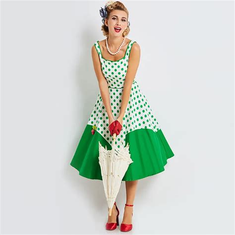 Sisjuly 2019 Women Vintage Dresses Pin Up Polka Dots Patchwork 1950s Retro Dress A Line Cute