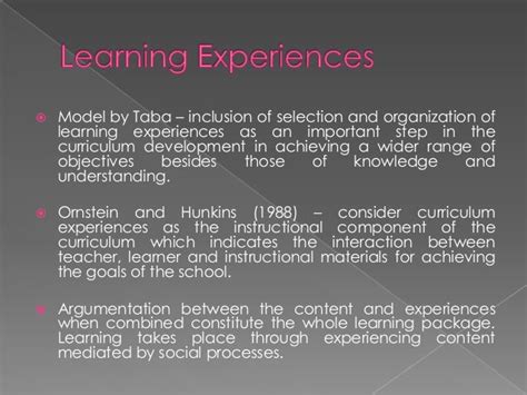 Learning Experiences