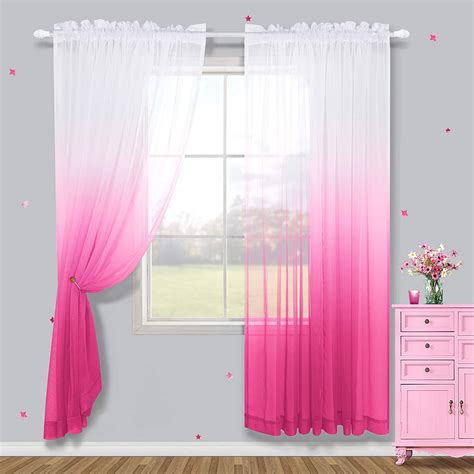 Baby Pink Curtains For Bedroom Girls 2 Panels Sheer Pink Curtains For