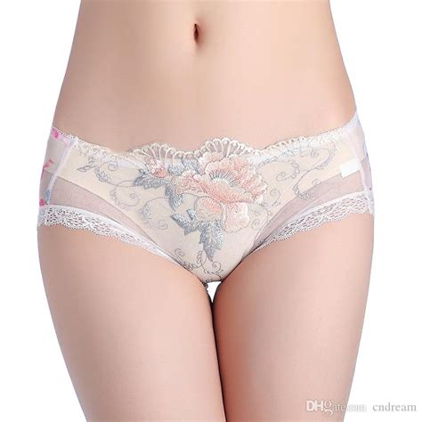wholesale best quality brand sexy flower rose embroidery briefs lace low waist see through
