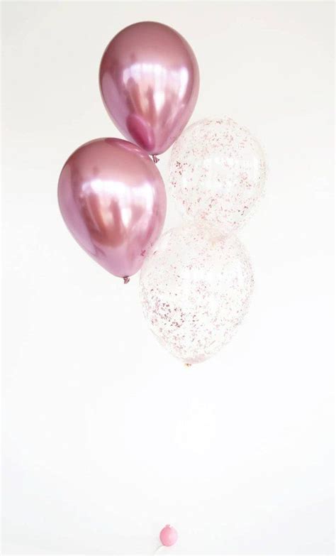 Pink Metallic Balloons With Pink Glitter Confetti Balloons Etsy