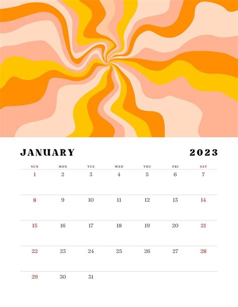 2023 Calendar Retro Printable 2023 Classroom Yearly Calendar Etsy