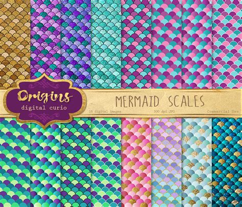 Scale Patterns Seamless Mermaid Tail Textures Sparkling Mermaid Scales