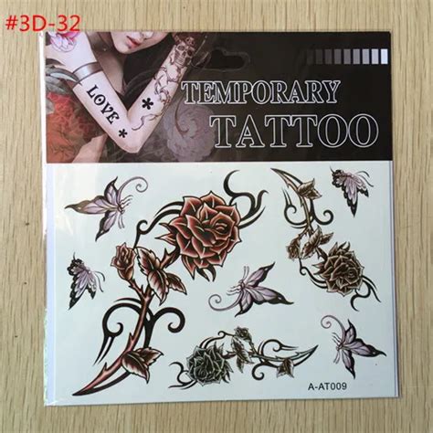 Free Shopping 3d Red Rose Fake Tattoo Sticker Sex Products Waterproof