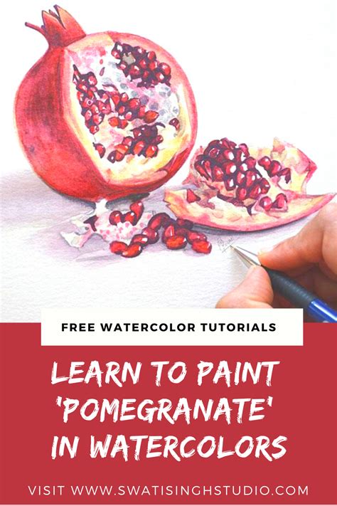 Learn How To Paint Realistic Looking Pomegranate In Watercolors With