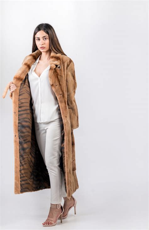 beige sheared mink fur coat askio fashion