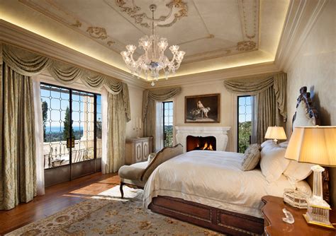 Ceiling effect drawing of simple european bedroom. Elegant swag lamps in Bedroom Mediterranean with Bedroom ...