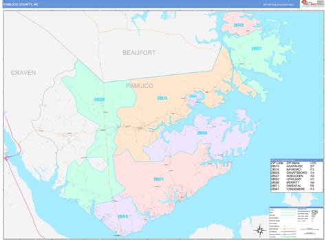 Pamlico County Nc Wall Map Color Cast Style By Marketmaps
