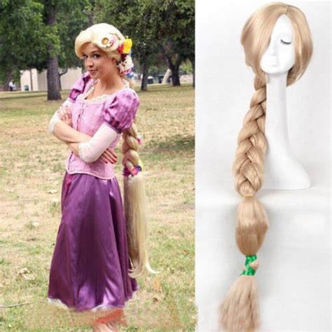 Princess Tangled Rapunzel Long Braid Blonde Cosplay Wigwigs 100150cm