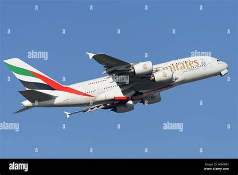 Emirates A380 861 A6 Eeb Taking Off From London Heathrow Airport In