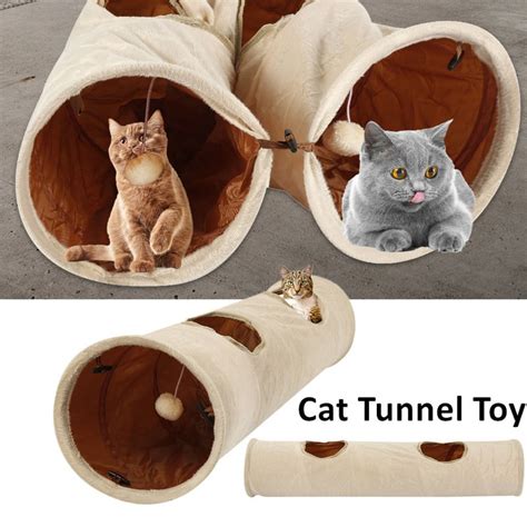 Pet Cat Tunnel Plush Passageway Tubes Collapsible Kitten Play