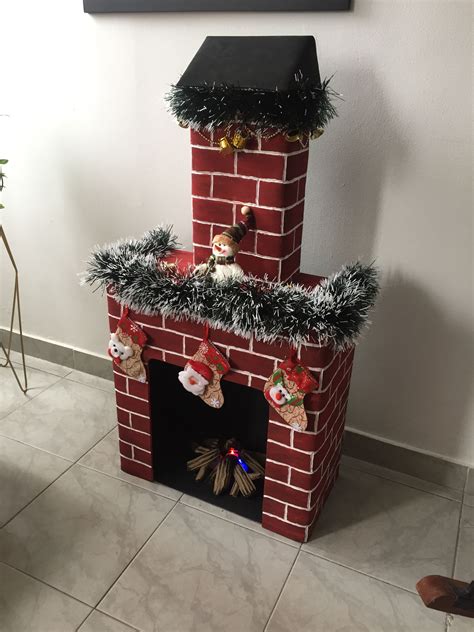 Chimenea Navideña Caja De Cartón Cubierta De Fomie Chimeneas Navidad