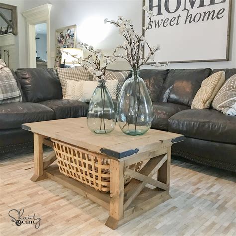 Modern farmhouse design that compliments any style. DIY 8 Board Farmhouse Coffee Table - Shanty 2 Chic