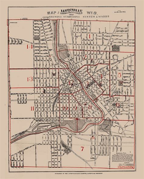 1900 Map Of Janesville Wisconsin Etsy