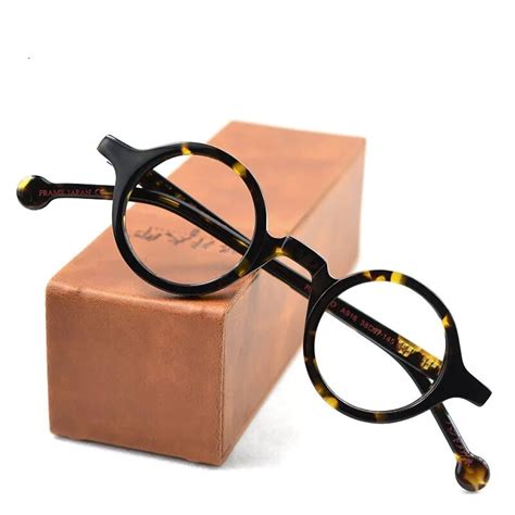 Vintage Small Round Wooden Eyeglasses Frames For Men Retro Acetate Optical Eyewear Clear Lenses
