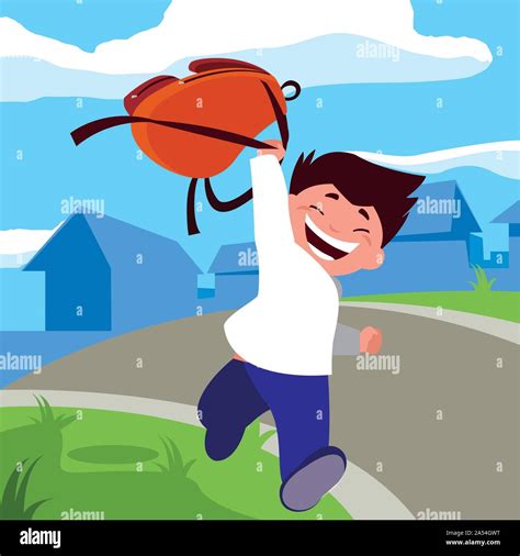 Student Boy With School Suitcase Back To School Vector Illustration