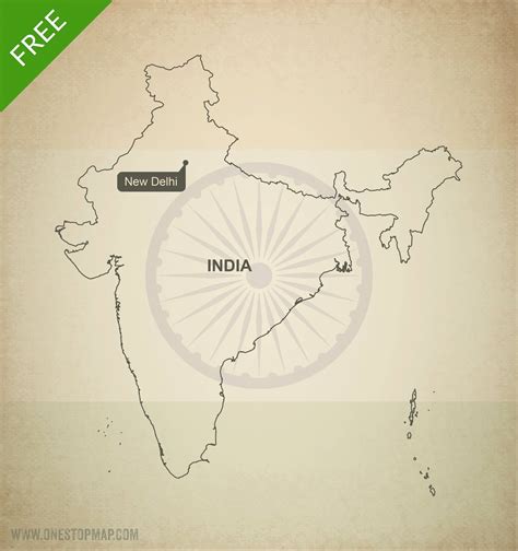 🇮🇳 Free Vector Map Of India Outline One Stop Map