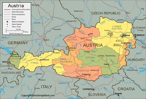 Labeled Map Of Austria With States World Map Blank And Printable