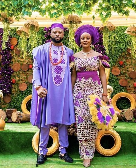 Classic Nigerian Couple Outfitsigbo Traditional Wedding Outfits Lilac Agbada Set For Groom